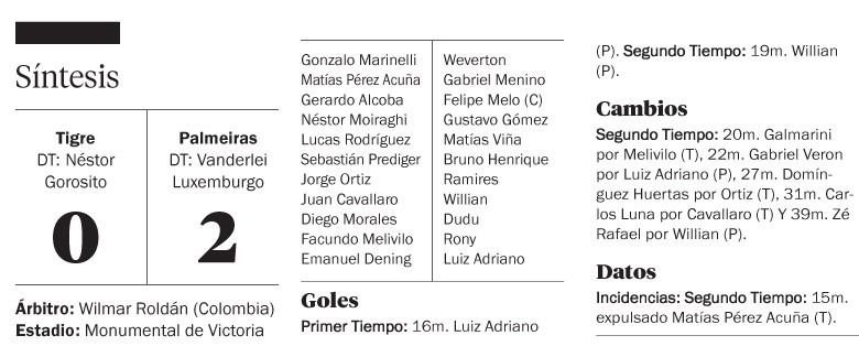 Tigre hizo historia, pero no pudo con Palmeiras