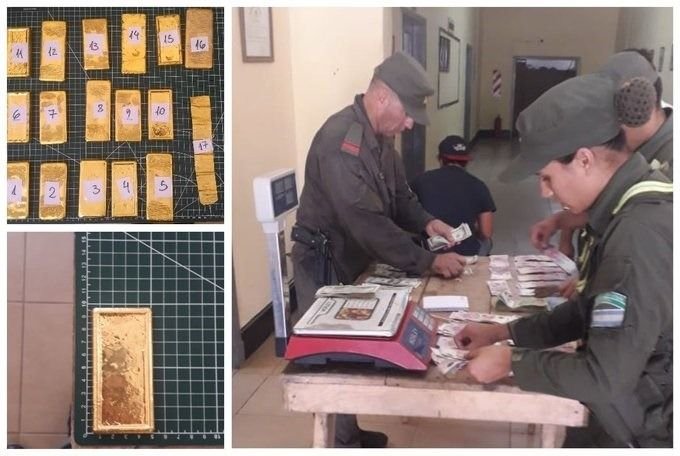 Lo detienen en un micro con 18 mil dólares en fajos y 17 lingotes de oro