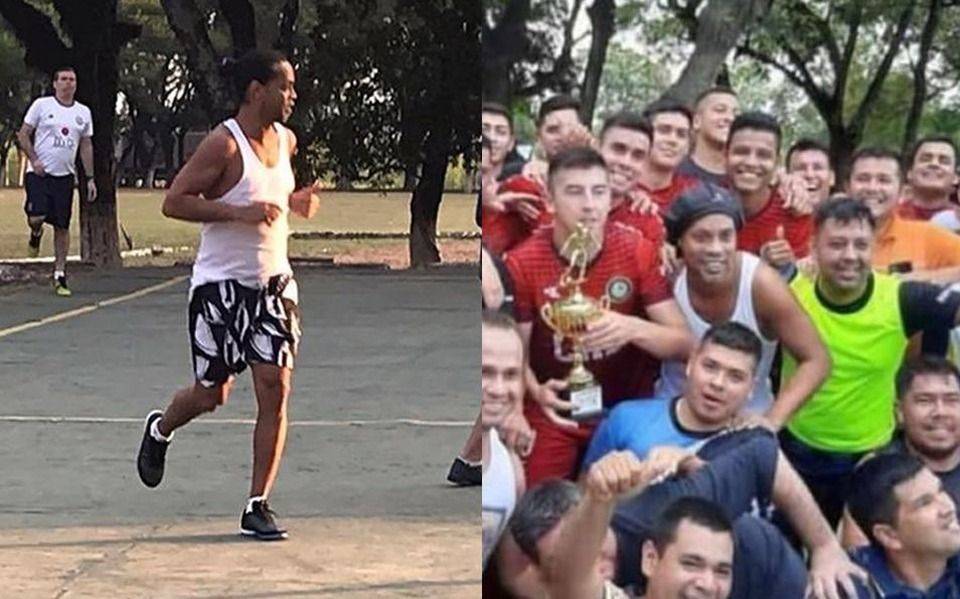 Ronaldinho, con botines que le prestó un policía, jugó al fútbol en la cárcel: goles y lujos