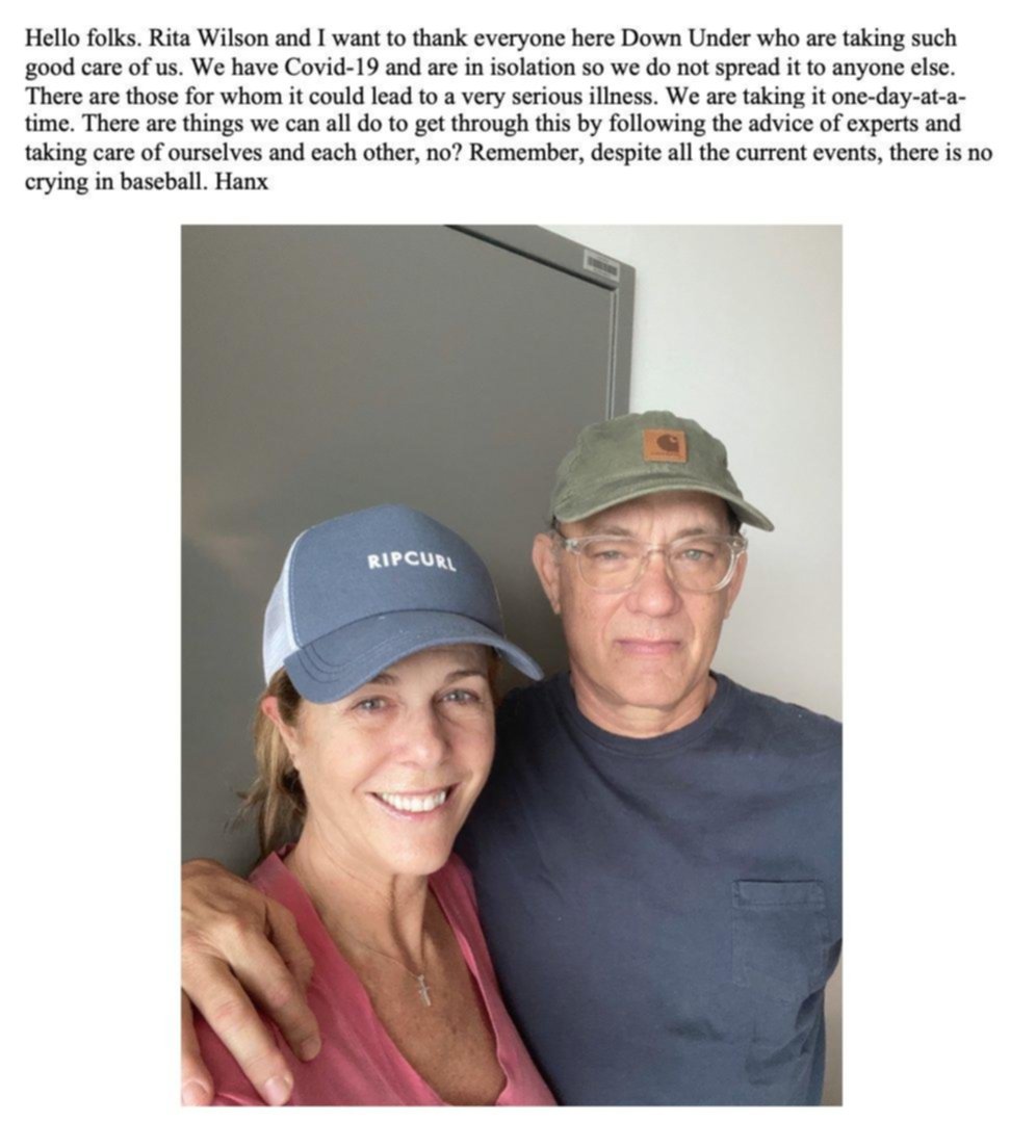 El periodista que entrevistó a la mujer de Tom Hanks también tiene coronavirus