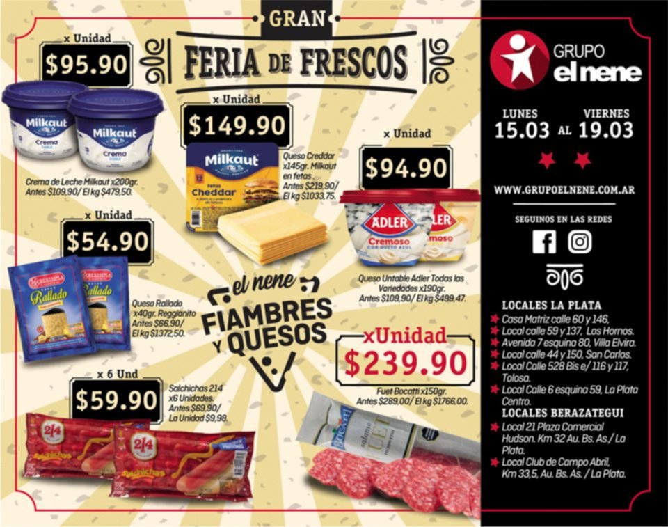 Aprovechá la Feria de Frescos del 15 al 19 de marzo en fiambres y quesos