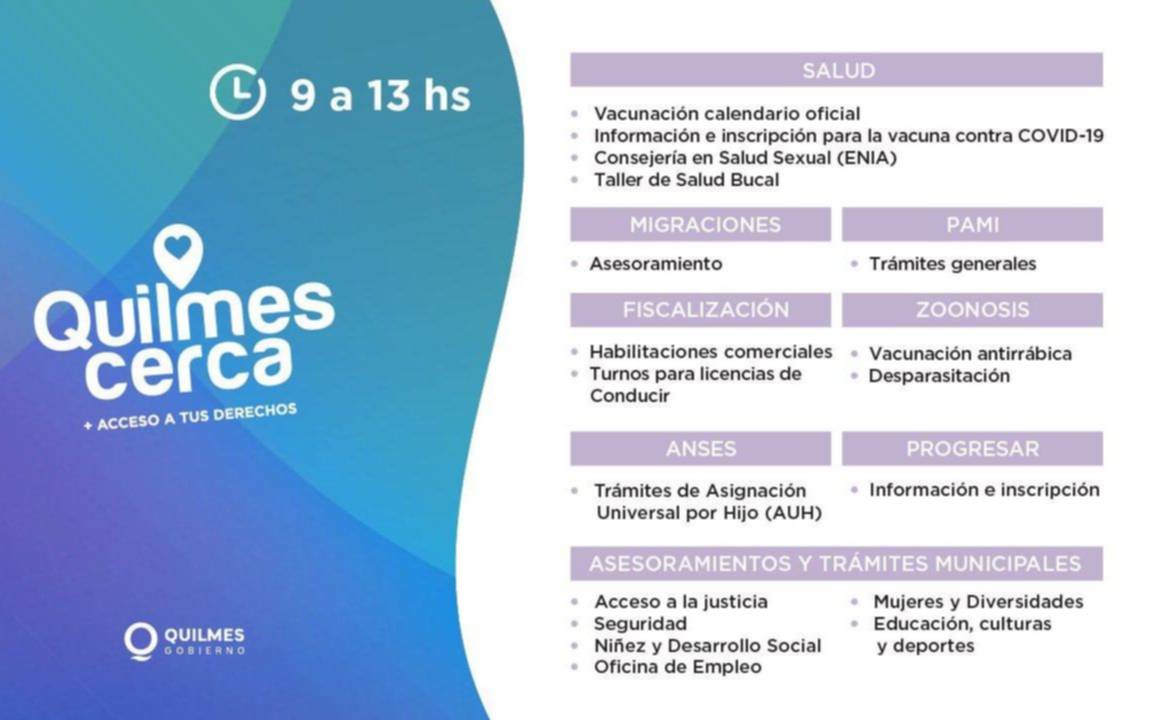 Nueva semana de los operativos "Quilmes Cerca"