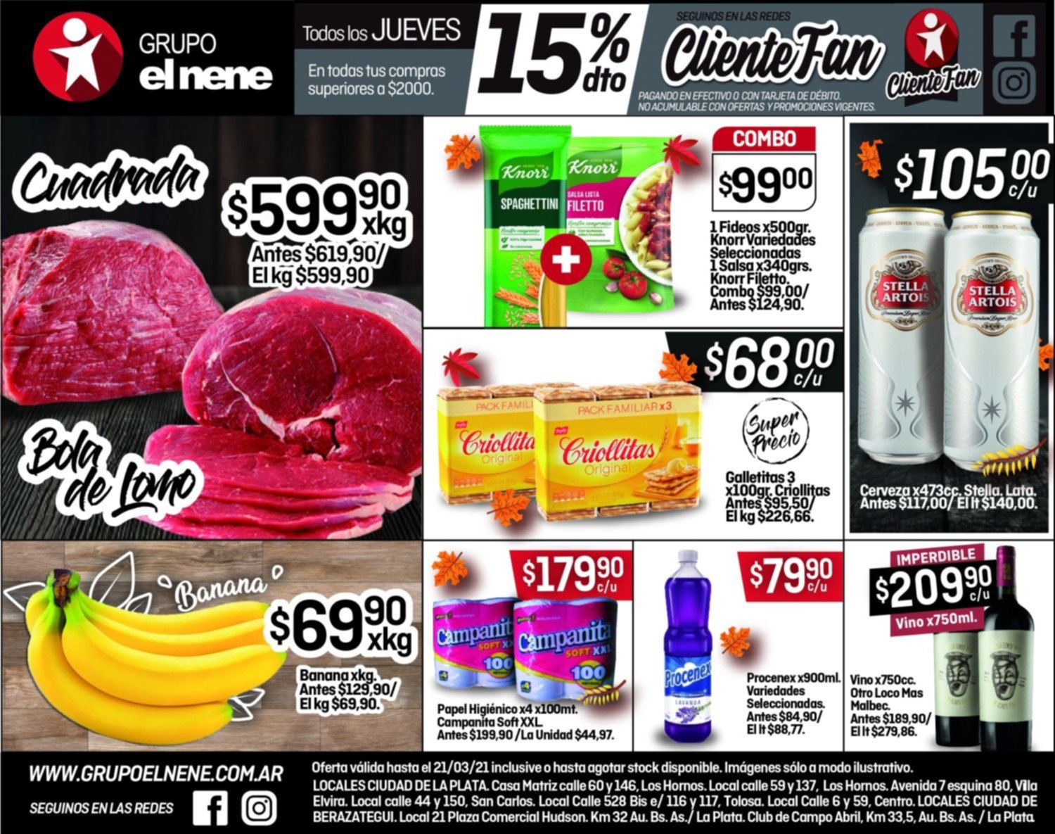 Ahora los jueves 15% de descuento en tus compras superiores a $2000