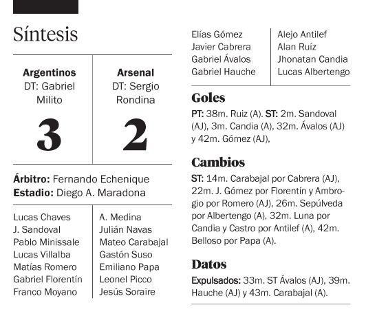 El Bicho se lo dio vuelta a Arsenal con nueve