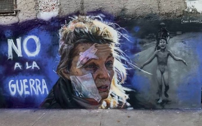 Obra de arte desde el dolor: un mural que refleja el flagelo de la guerra en las paredes de Buenos Aires - Información General