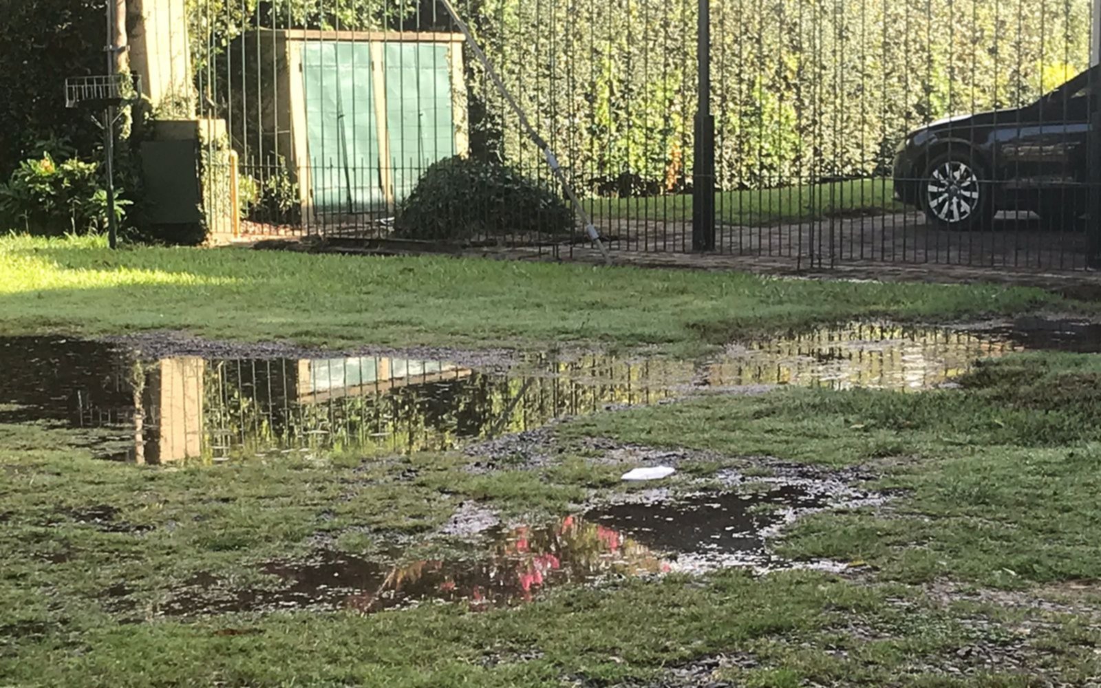Sigue causando serios problemas un caño de agua roto en la zona de 20 y 509 de Gonnet. Figura como "reparado" y la inundación cada día es más grande    