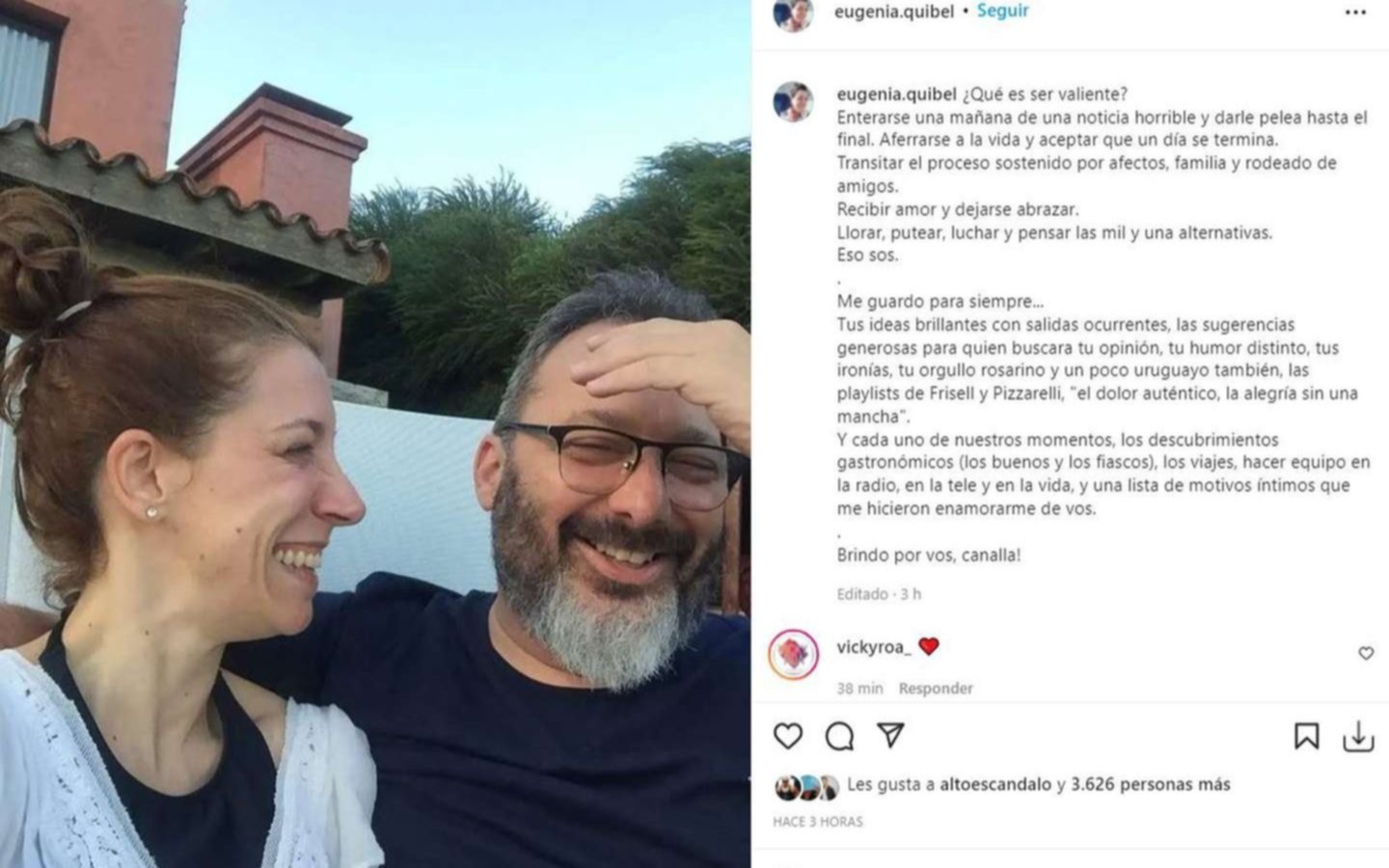 Imposible no llorar: el doloroso mensaje de Eugenia Quibel, la novia de Gerardo Rozín