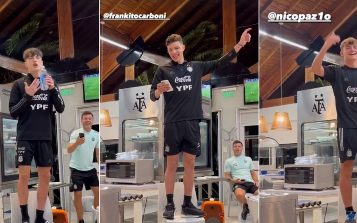 VIDEO. Garnacho cantó un tema de Ozuna en el ritual de bienvenida a la Selección