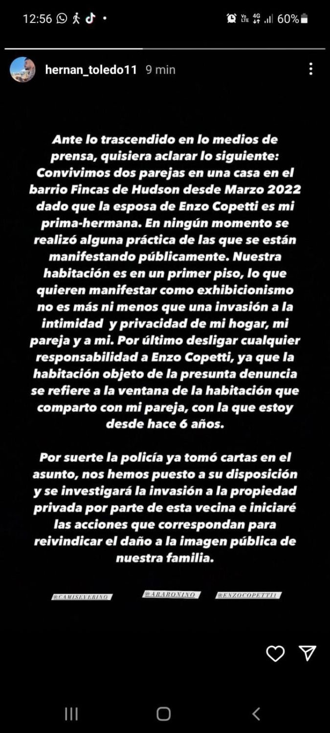Toledo, jugador del Pincha, se defendió de las graves acusaciones de "exhibicionismo" en un country