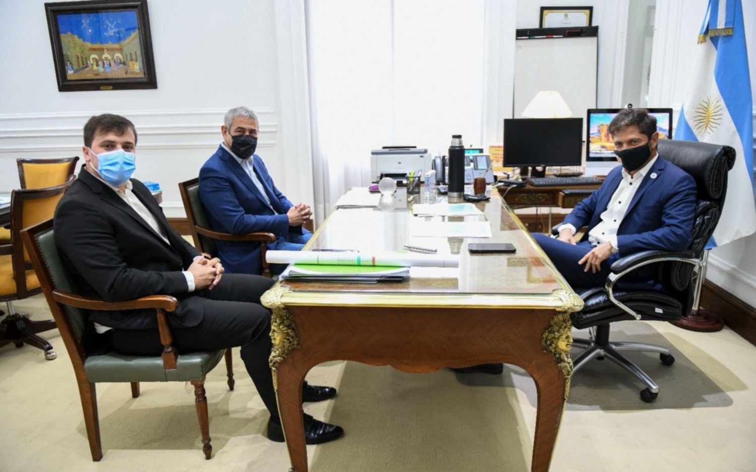 Kicillof recibió a Ferraresi y Chornobroff en Casa de Gobierno