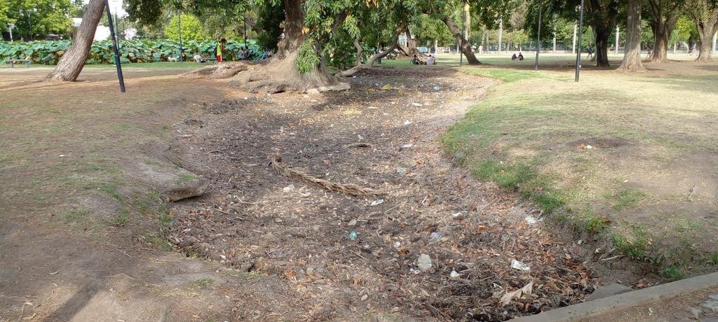 Un tramo del lago del Parque Saavedra quedó seco y alarmó a los vecinos