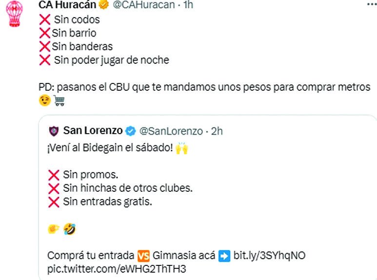 Picante cruce entre los CM de Huracán y San Lorenzo