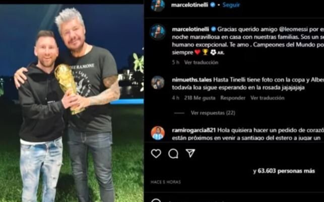 Messi fue a cenar a la casa de Tinelli  y, entre Copa y "copas", pasaron una noche de familias