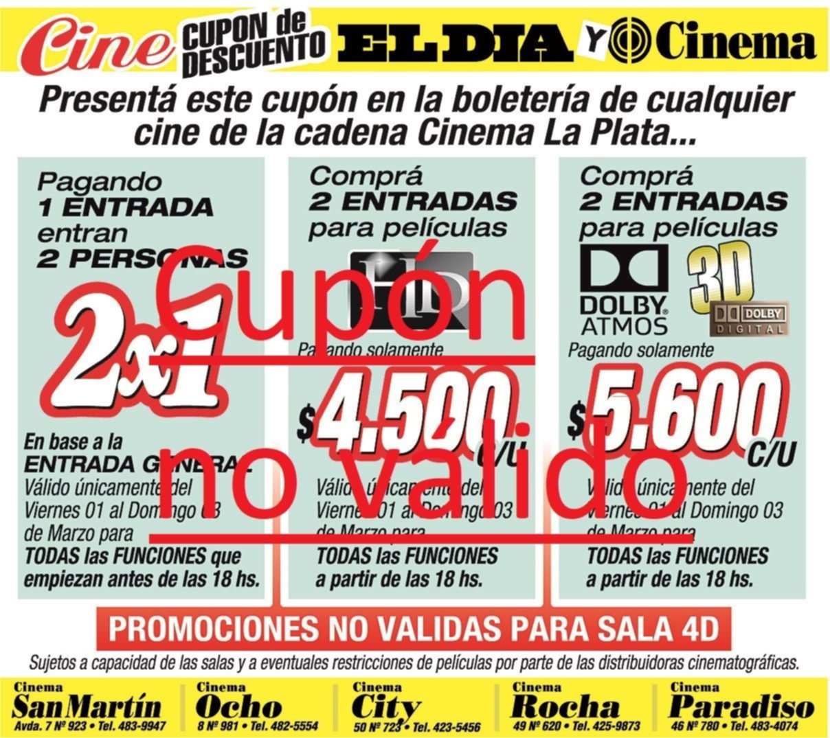 ¿Vamos Al Cine? Hasta El Domingo, Hay 2 X 1 Con El Cupón De EL DÍA