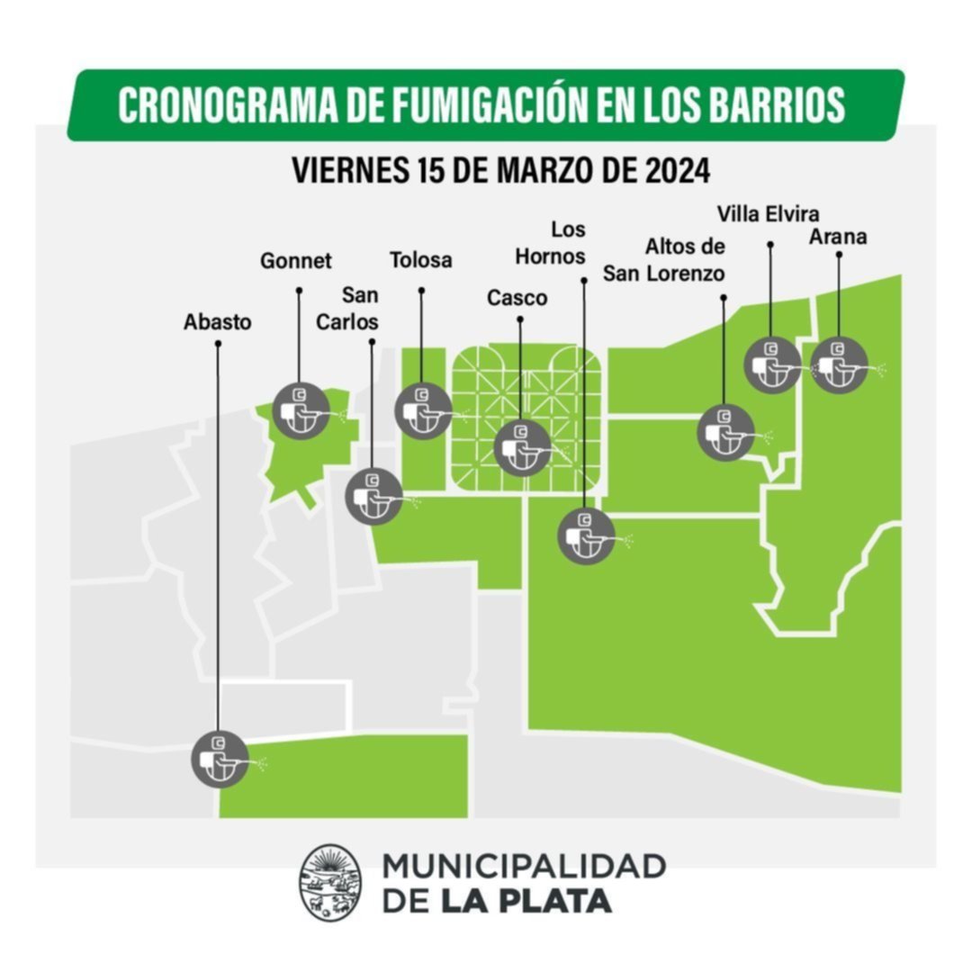 Se va la lluvia, ¿vuelven los mosquitos a La Plata?: en alerta por el dengue, el mapa de fumigación de este viernes