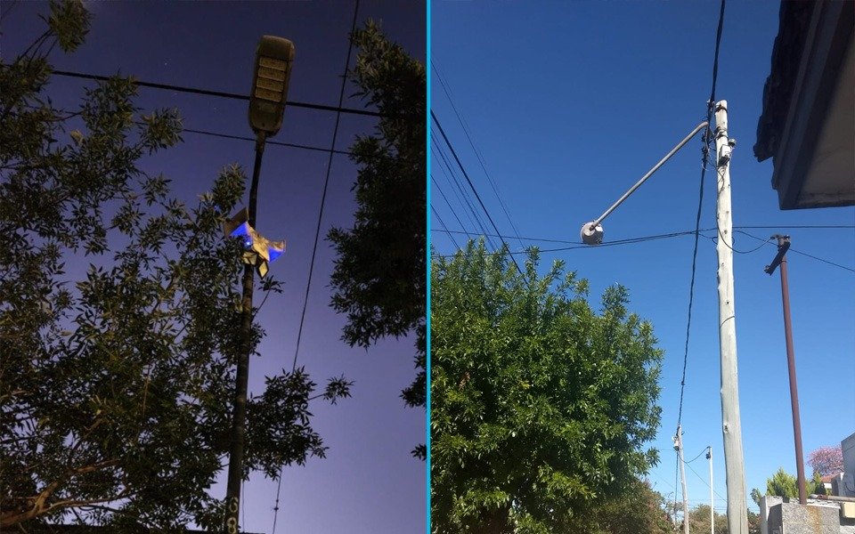 Luminarias apagadas y colgando: un reclamo que se repite en diferentes sectores de La Plata