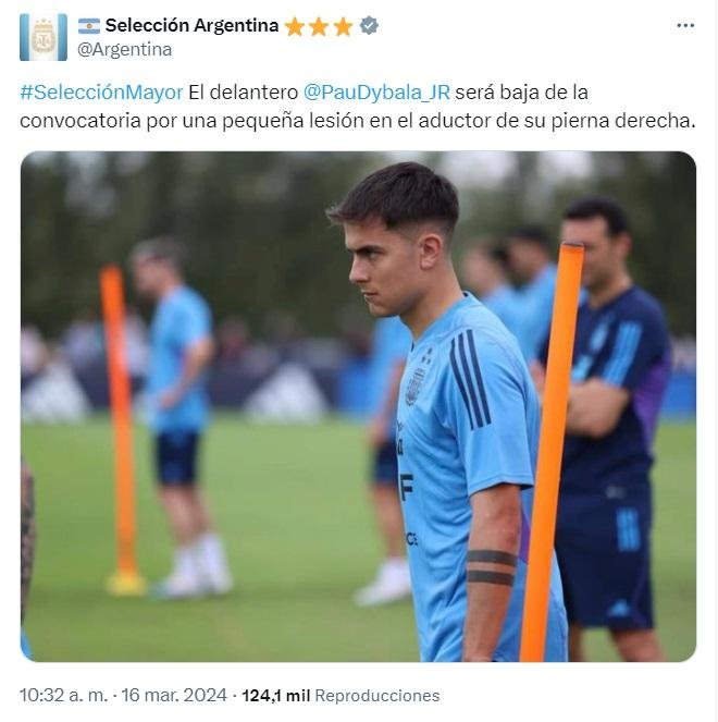 Dybala, nocaut: la Scaloneta con Messi casi afuera y una baja