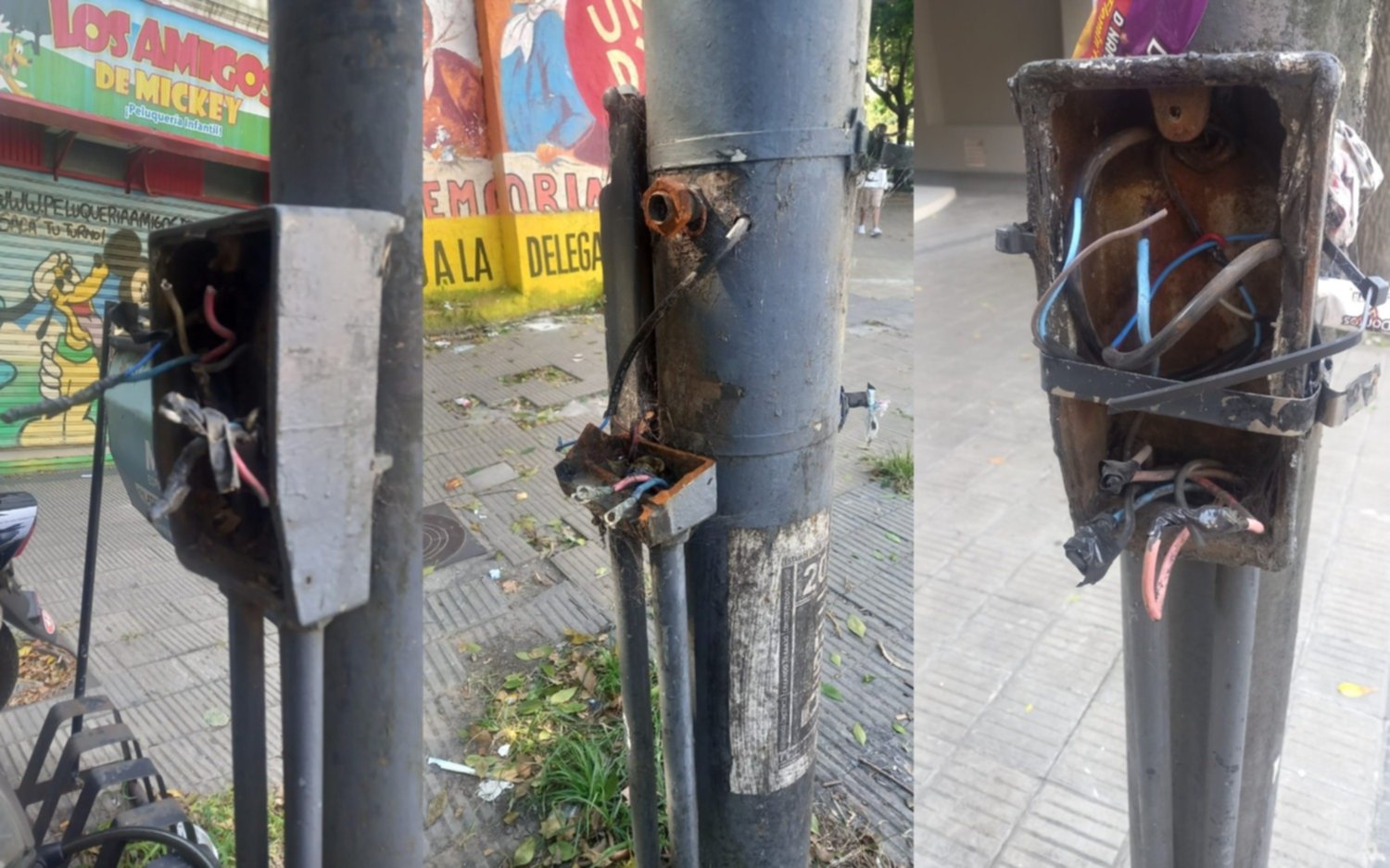 Plaza Paso: columnas con cables cortados preocupa a los vecinos
