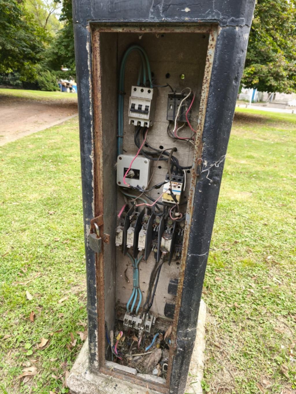 Peligro por cables expuestos en el Paseo del Bosque, detrás del Museo