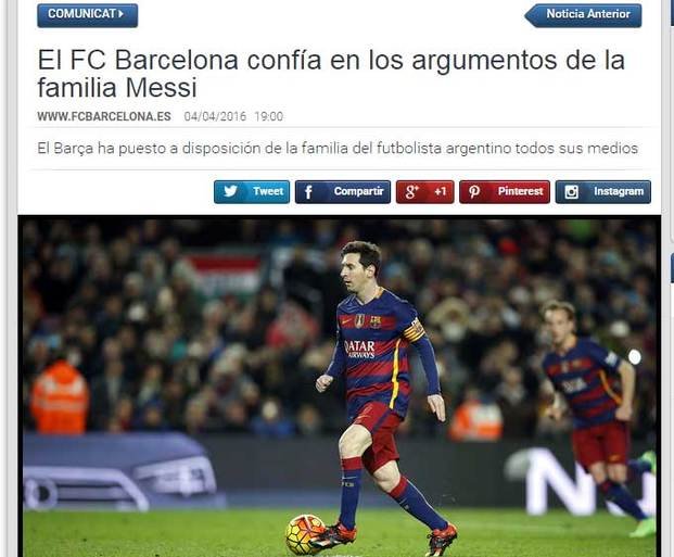 Panamá Papers: Barcelona "confía en los argumentos" de Messi