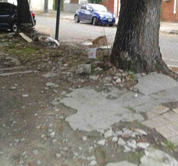 Vereda deteriorada en 22 y 67