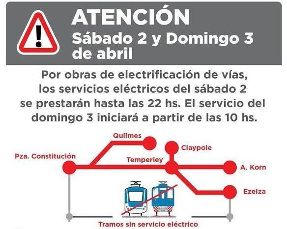 El Tren Roca estará interrumpido