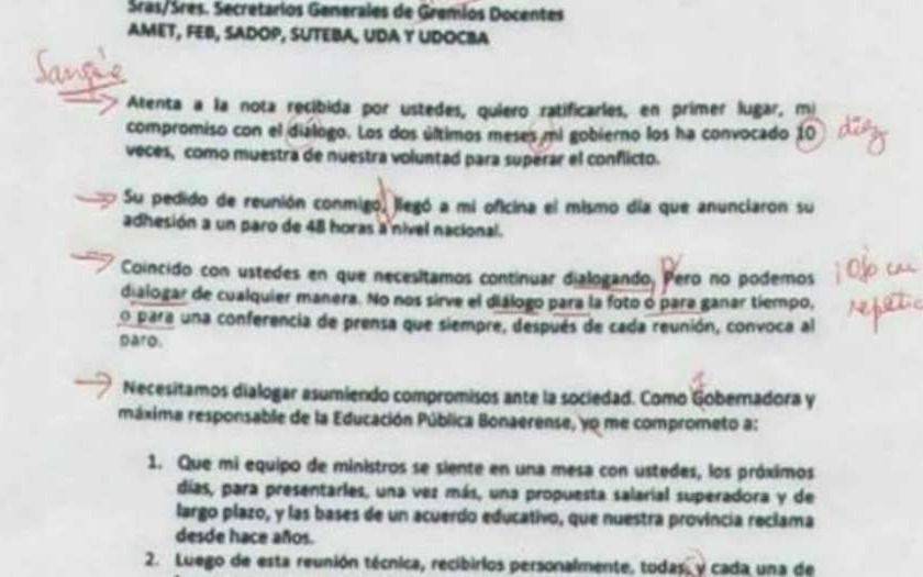 Los gremios “corrigen” la carta de Vidal