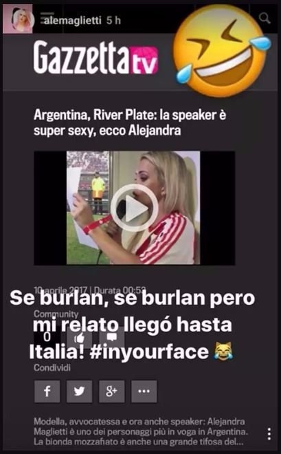 En Italia apodaron a Alejandra Maglietti como la “locutora super sensual”