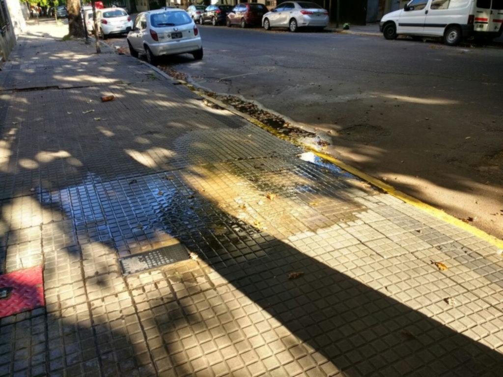 Derroche de agua en pleno centro por una cañería rota en 3 y 53