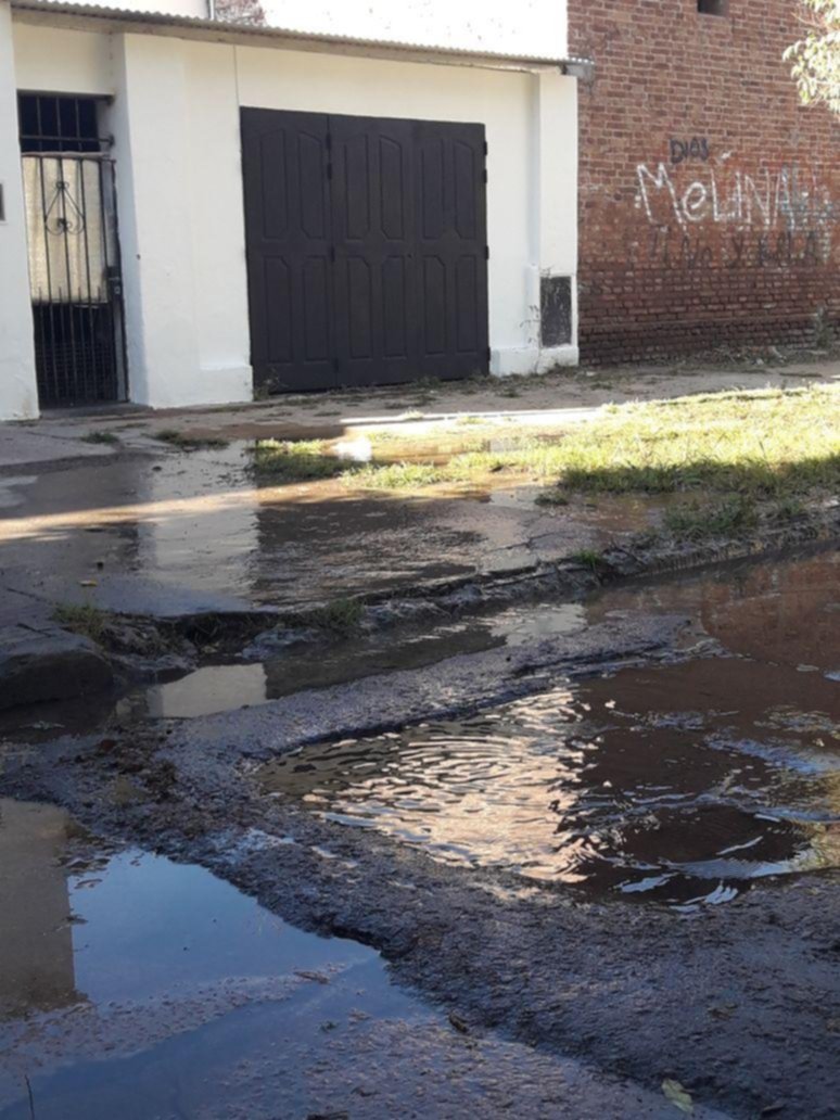 La calle 40, destruida por una filtración que hace tiempo nadie repara