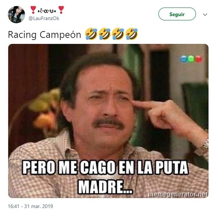 Show de memes por el título racinguista, con dedicatoria