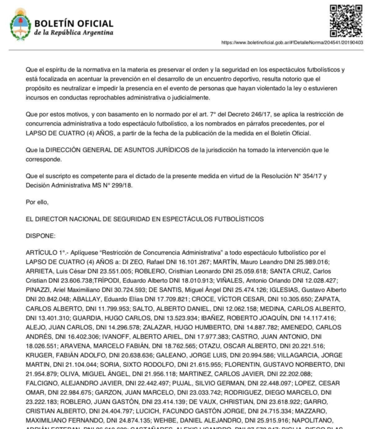 Di Zeo y Martín no podrán ingresar a la cancha hasta 2023