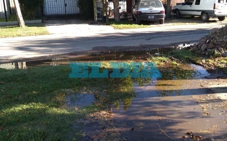 Convive con una "laguna" en la puerta  de su casa