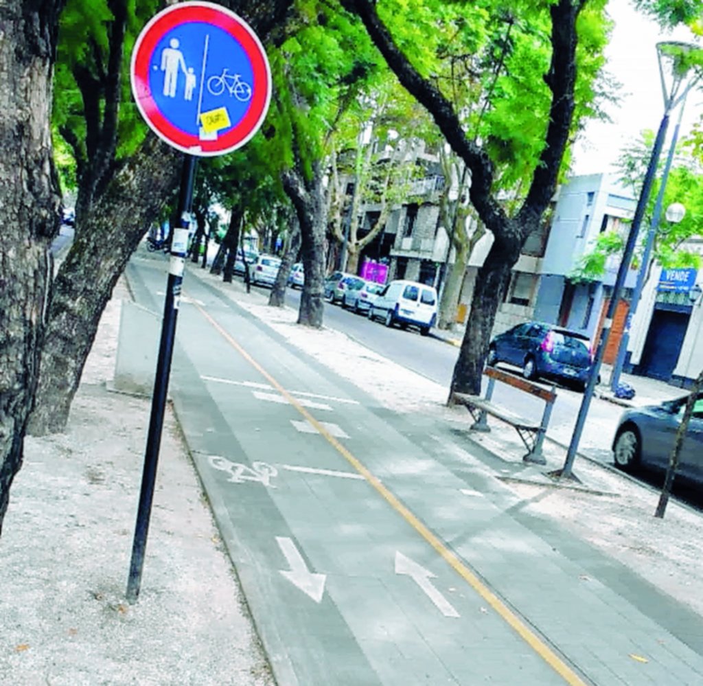 Confusión y peligro por carteles que están al revés en la bicisenda de diagonal 73 de 1 a 12