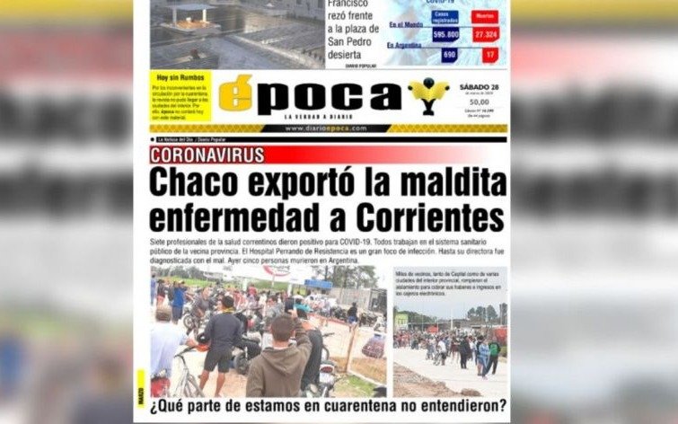 Polémico titular reavivó vieja rivalidad entre dos provincias:  "Chaco exportó la maldita enfermedad a Corrientes"