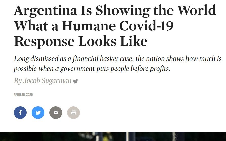 Semanario estadounidense: "Argentina le está mostrando al mundo cómo se ve una respuesta humana de Covid-19"