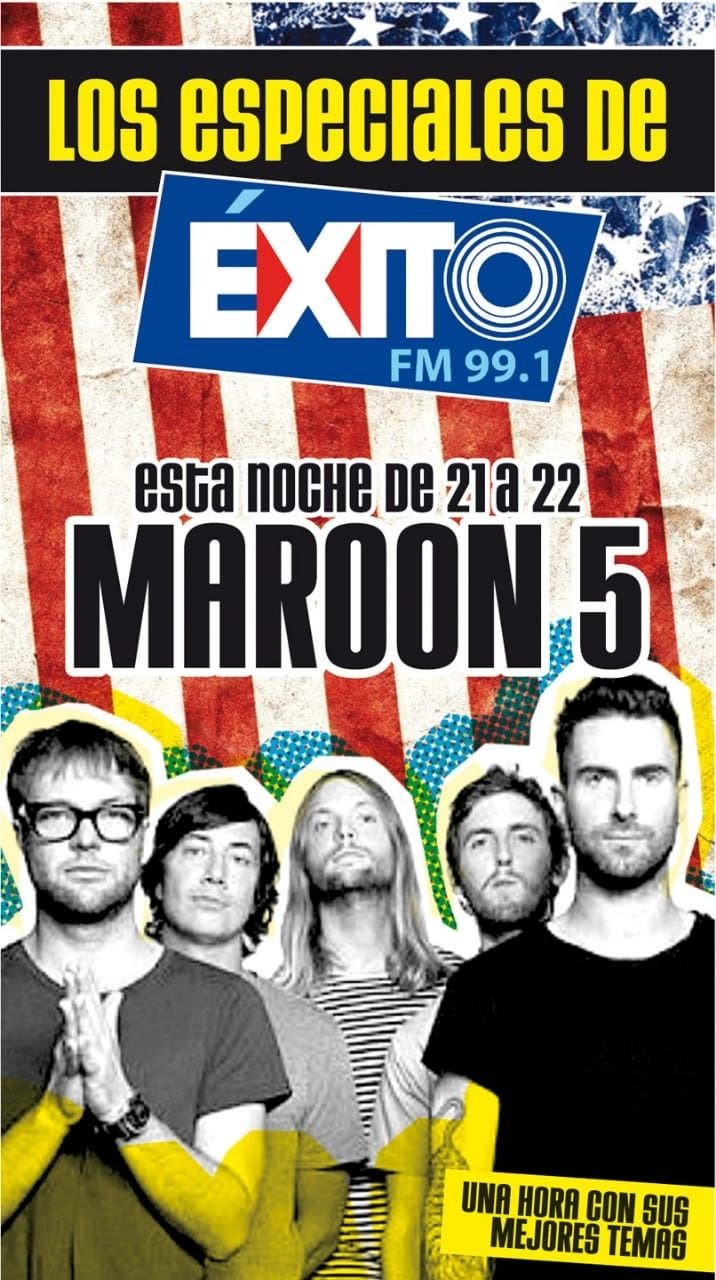 Esta noche llega Maroon 5 al especial de Éxito FM 99.1