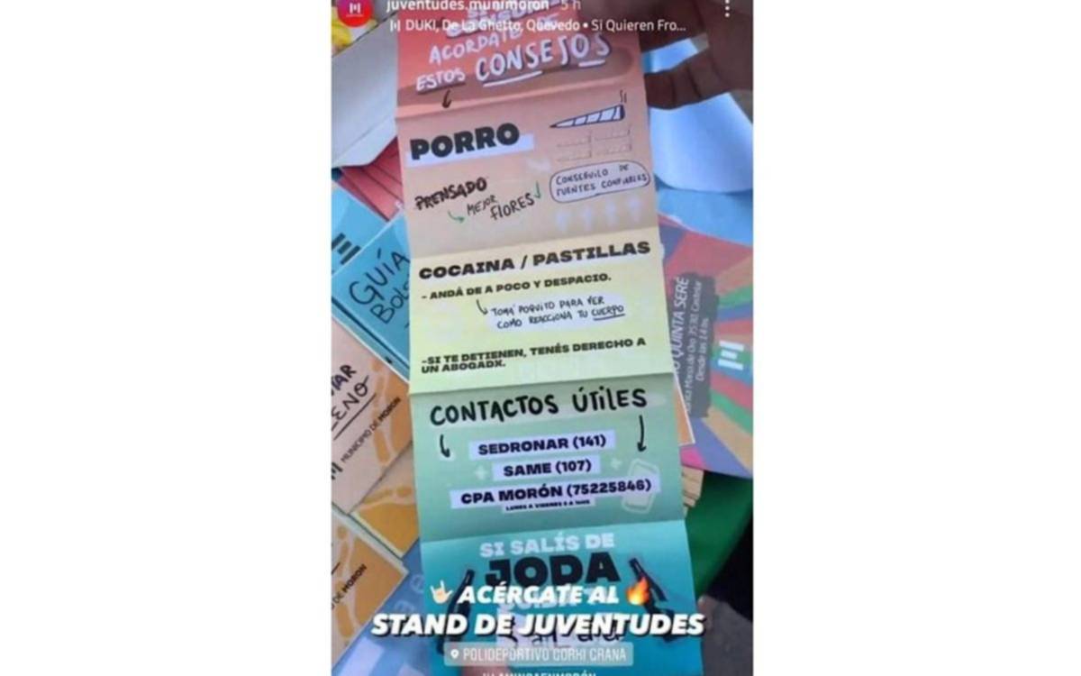 La respuesta del municipio de Morón luego de la polémica por el folleto sobre el consumo de drogas 