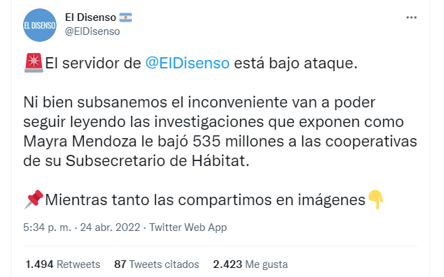 Tras la nota atacaron la página que denunció corrupción