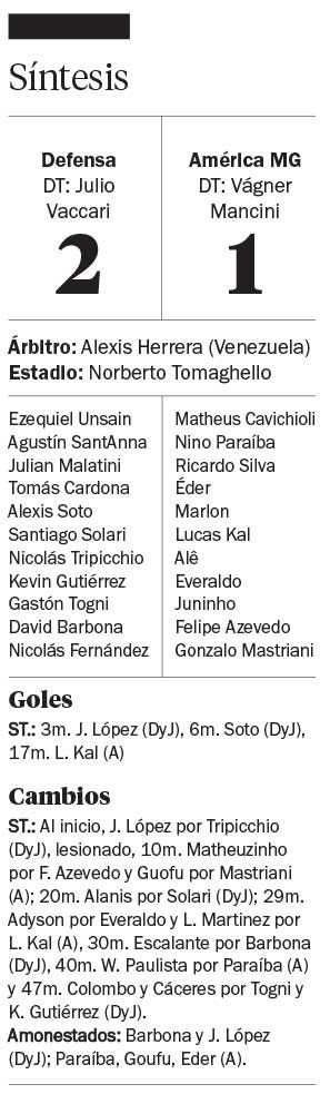 Defensa se abrazó a la primera victoria
