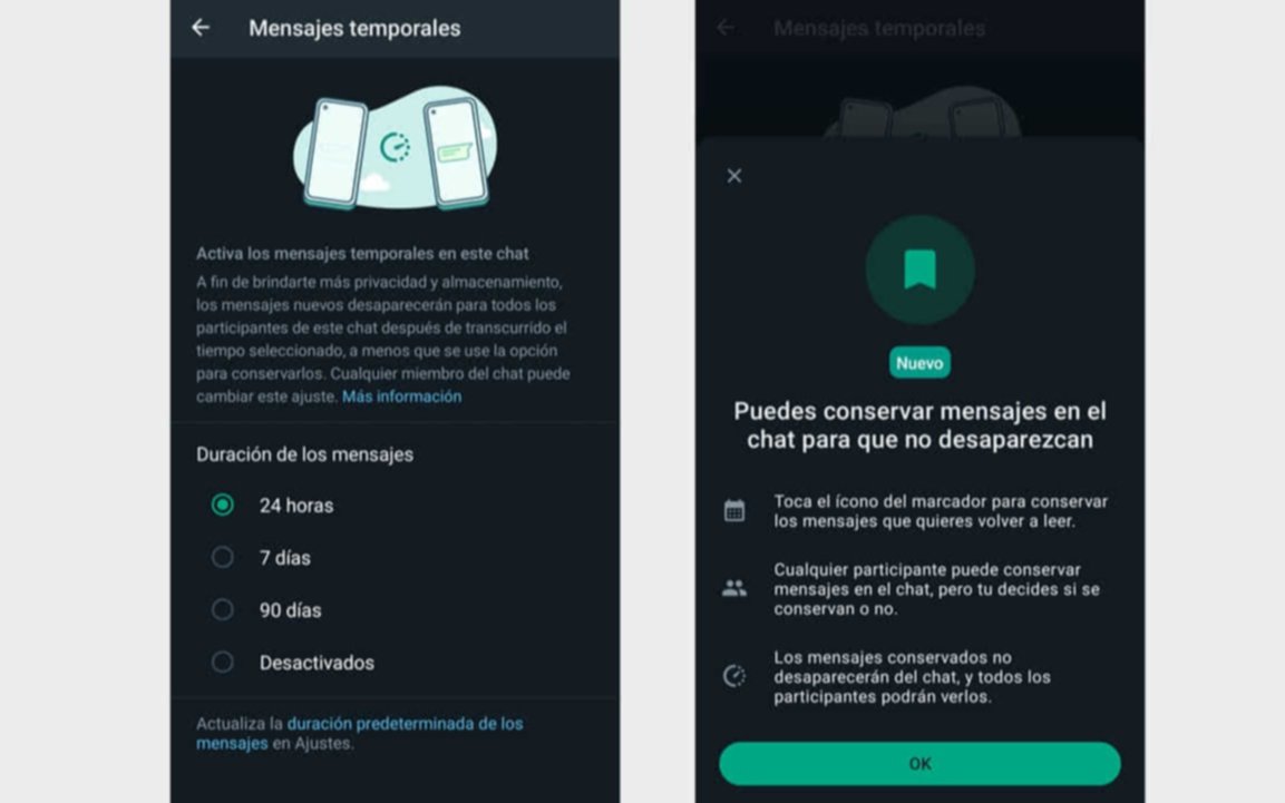 WhatsApp permitirá guardar mensajes temporales en su nueva actualización