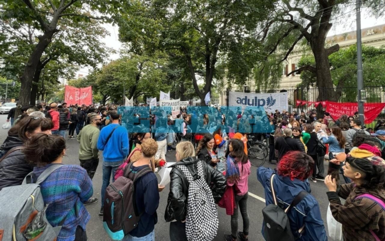 UNLP: concurrida marcha al Rectorado en "defensa de la educación pública" en la jornada del paro docente