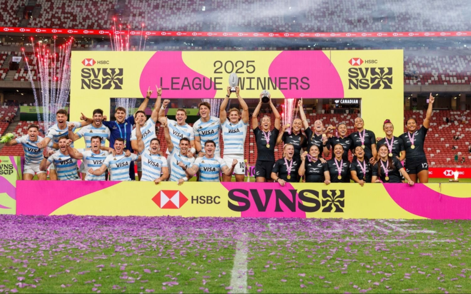 Los Pumas 7 obtuvieron medalla de bronce en Singapur y bicampeones previo a la Gran Final