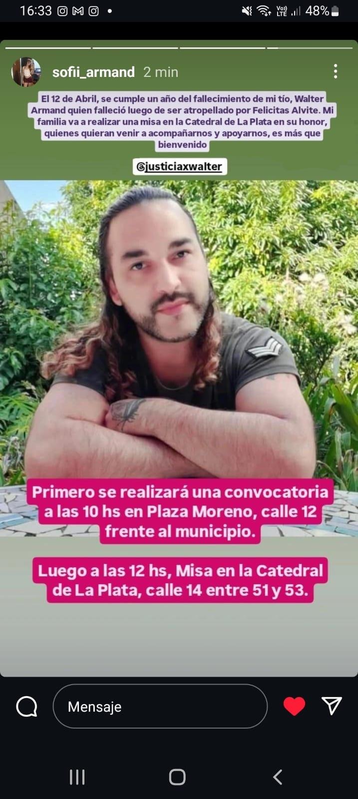 Homenaje a un año de la muerte de Walter Armand