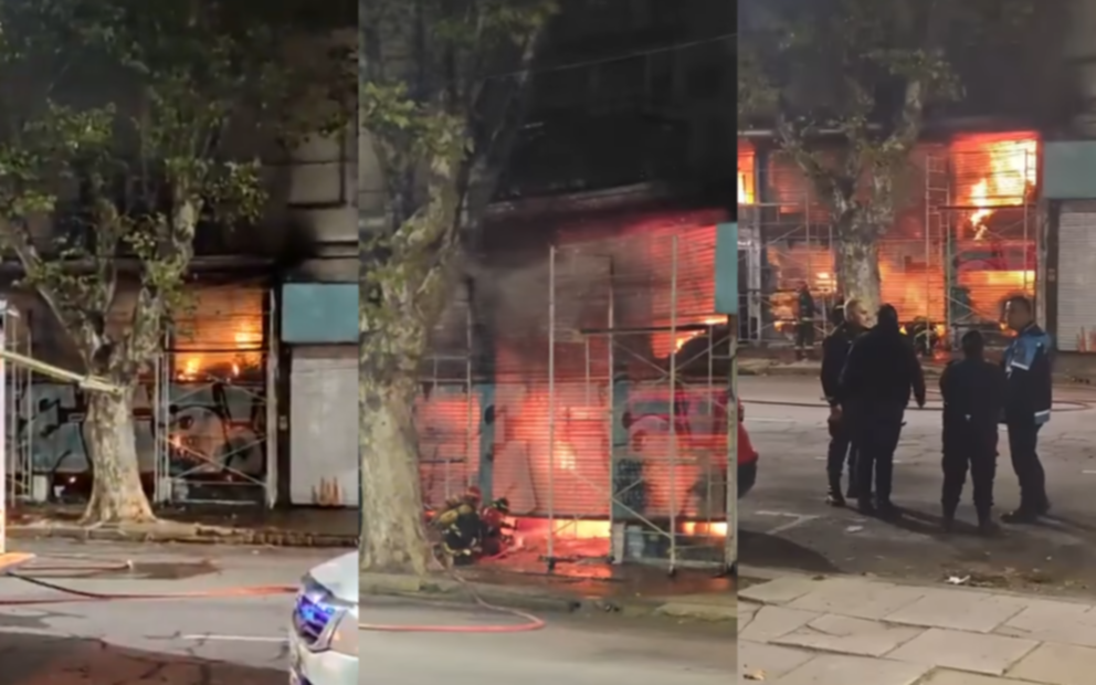 FOTOS. Impresionante incendio frente a Plaza Moreno: un supermercado, hecho cenizas
