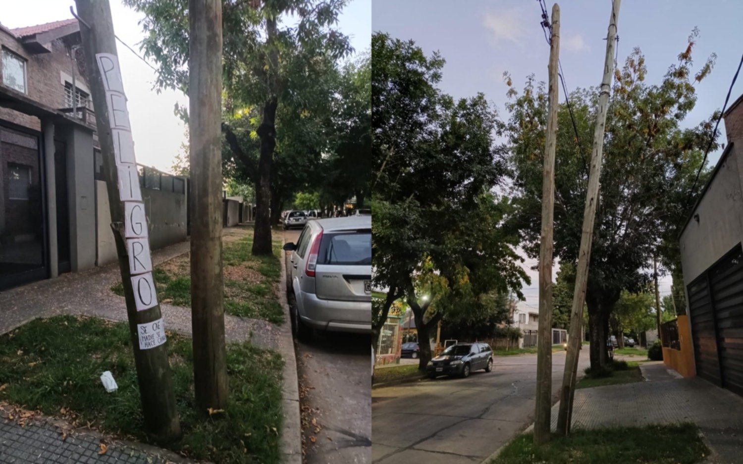 Poste a punto de caerse en City Bell, un peligro para los vecinos: “No sabemos a quién más recurrir”
