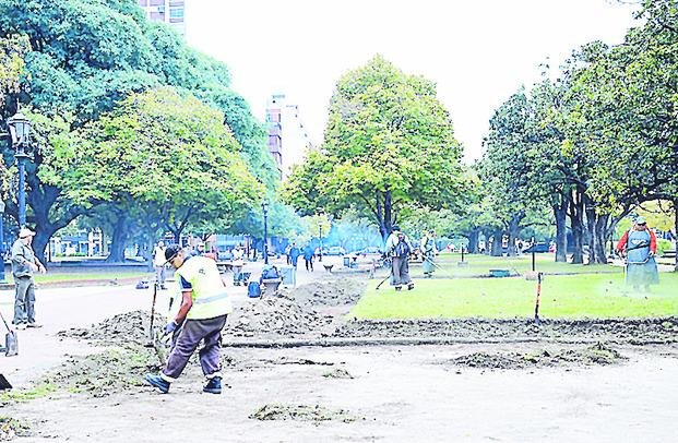 Siguen los trabajos para la puesta en valor de Plaza San Martín