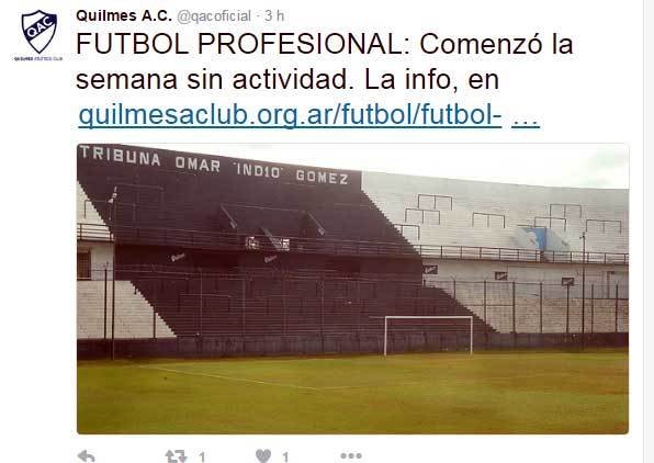 El plantel de Quilmes lleva 13 días sin entrenar