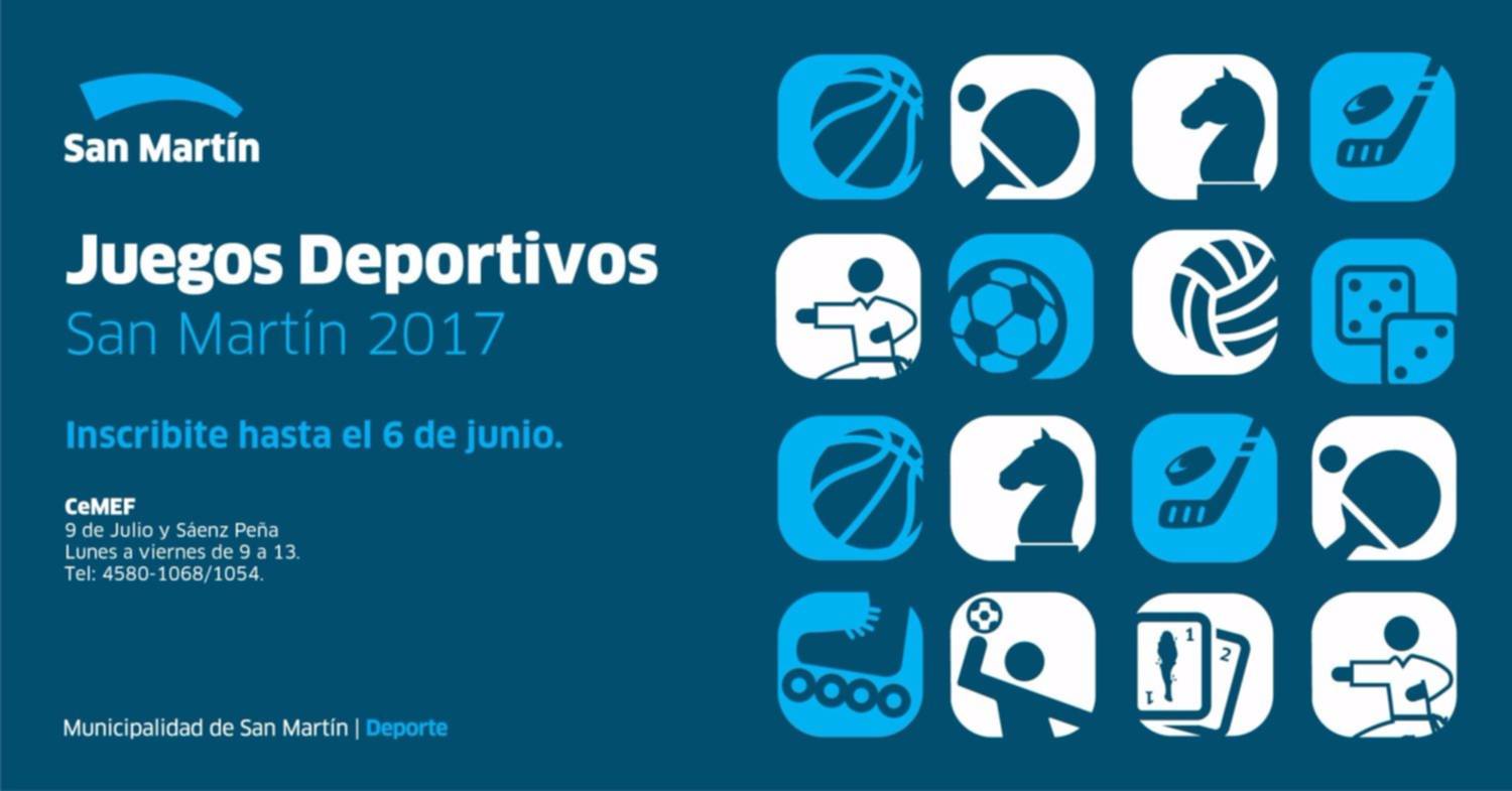 Abren la inscripción para los Juegos Deportivos San Martín 2017