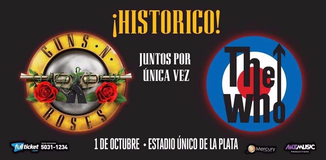 Guns N'Roses & The Who tocan en octubre en La Plata